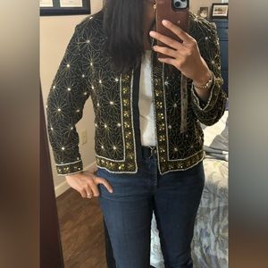 Cropped Papell Boutique Sequined Evening Bolero Jacket / Size 14